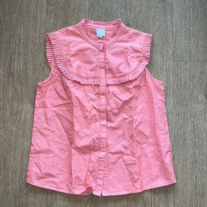 Karl Marc John salmon pink ruffled sleeveless button down blouse
